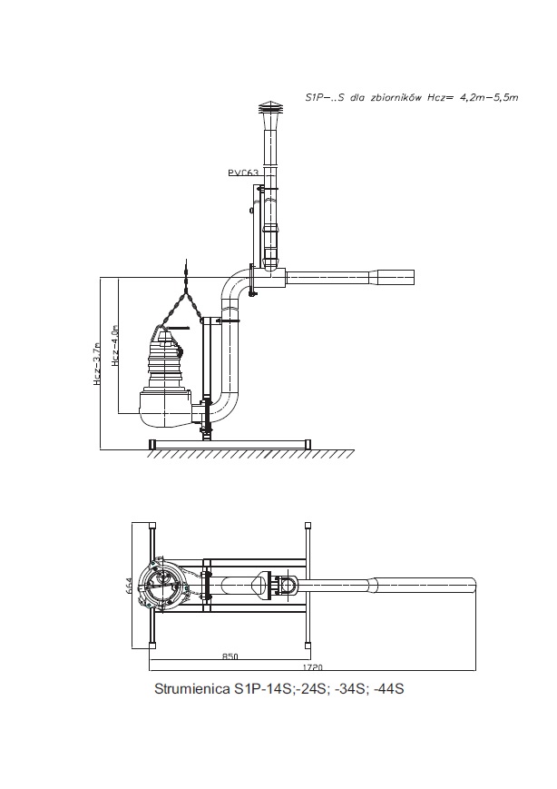 S1P - Straight standing aeration waterjet